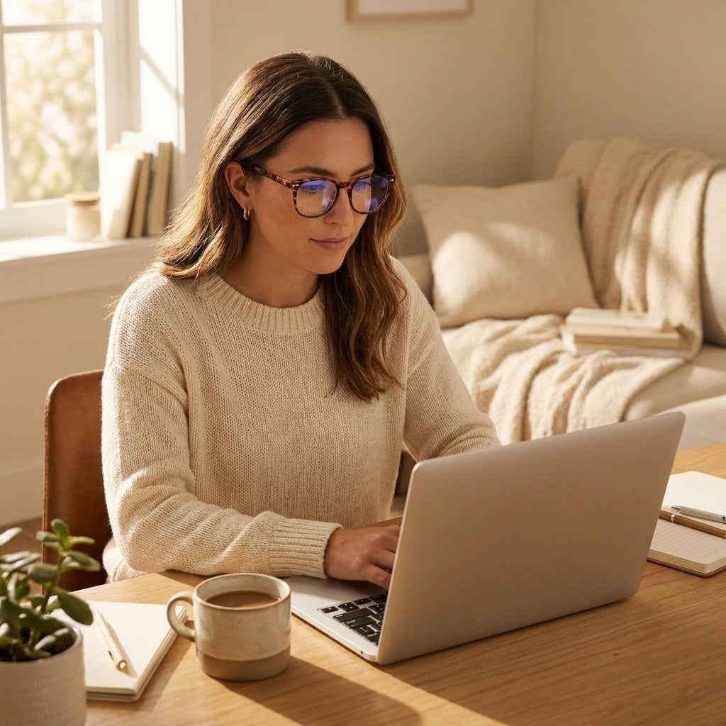 Blue Light Blocking Glasses - in use