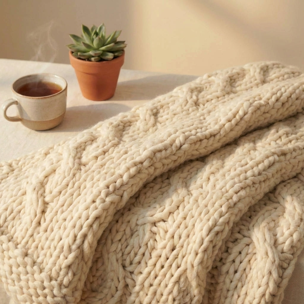 Chunky Knit Throw Blanket detail