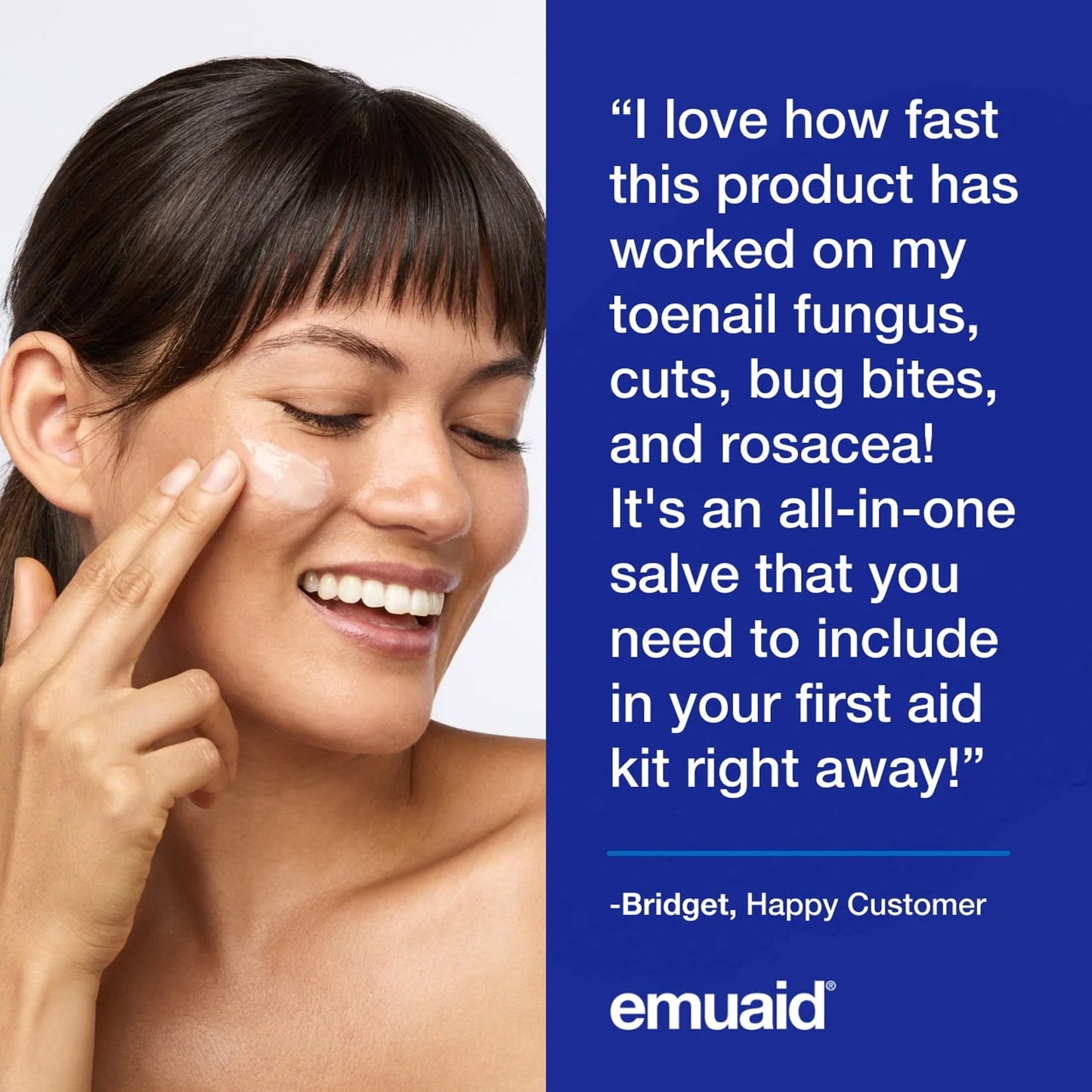 woman applying emuaid cream to face