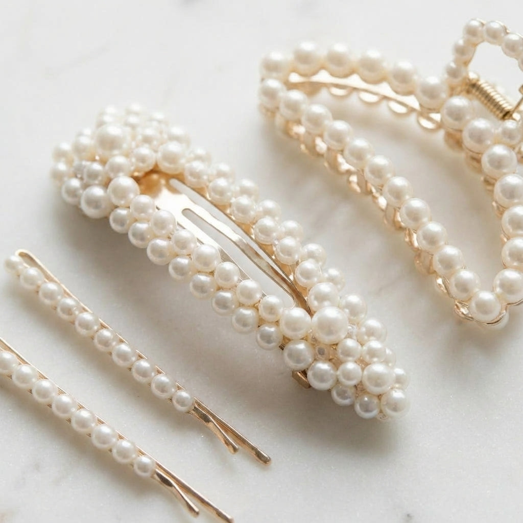Pearl Hair Clip Set detail