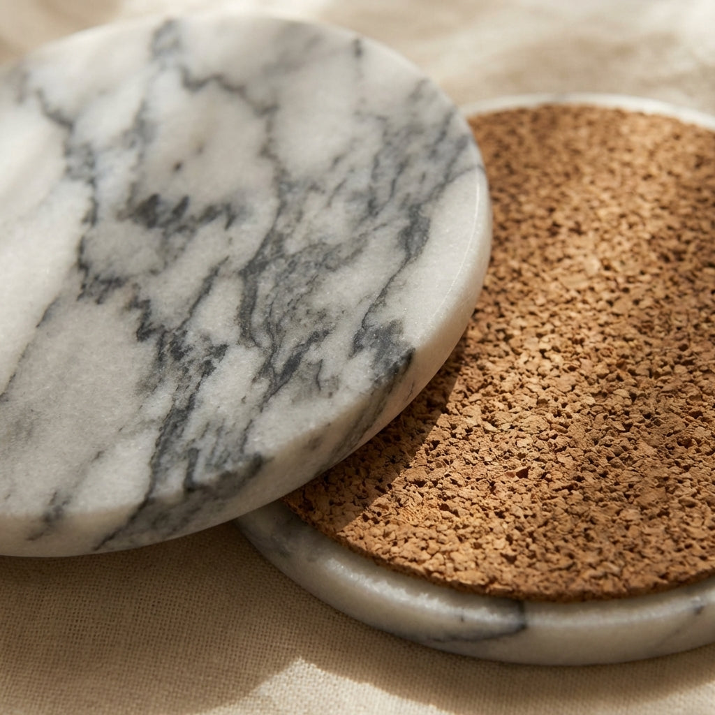 Marble Coaster veining and cork detail