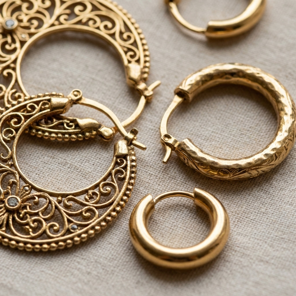 Vintage Hoop Earrings Set detail
