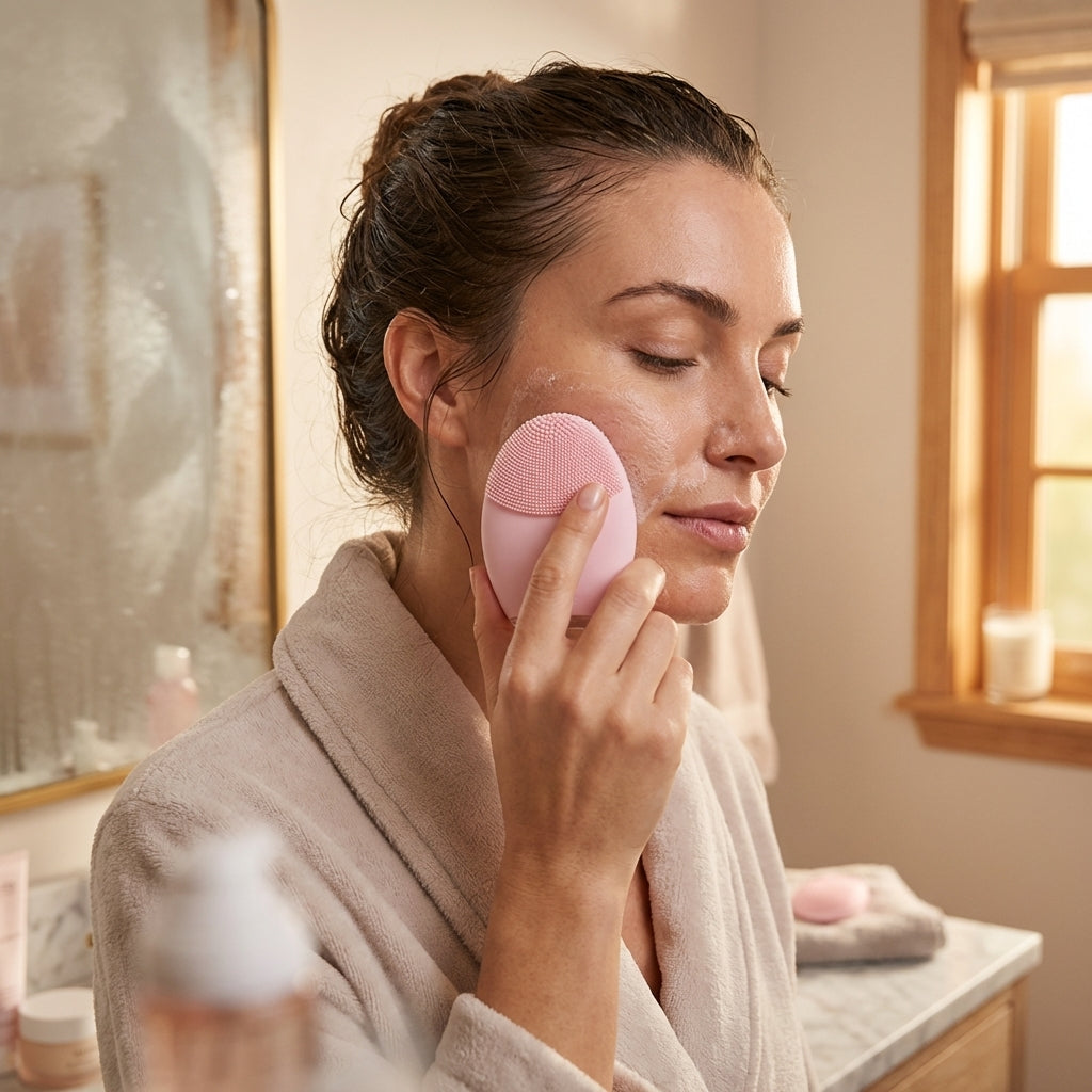 Facial Cleansing Brush - in use