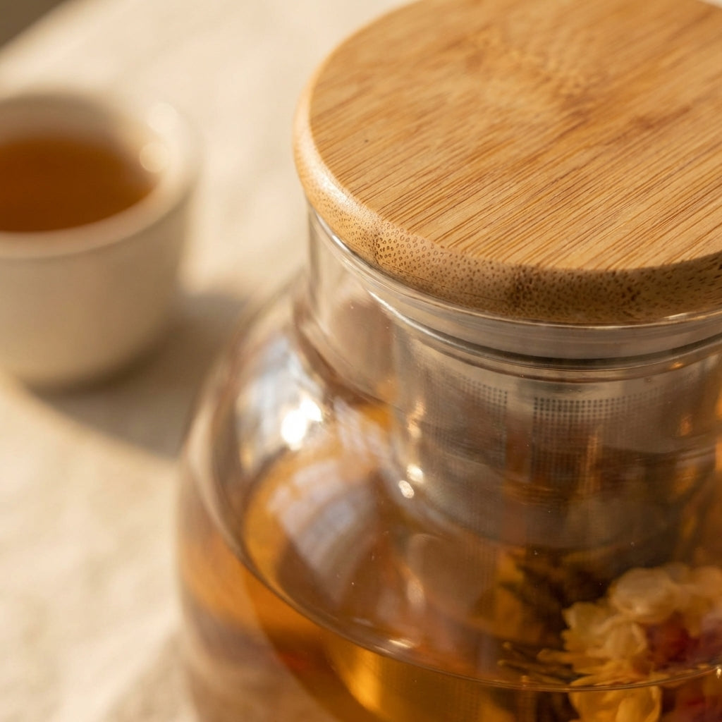glass-teapot-with-wooden-lid detail