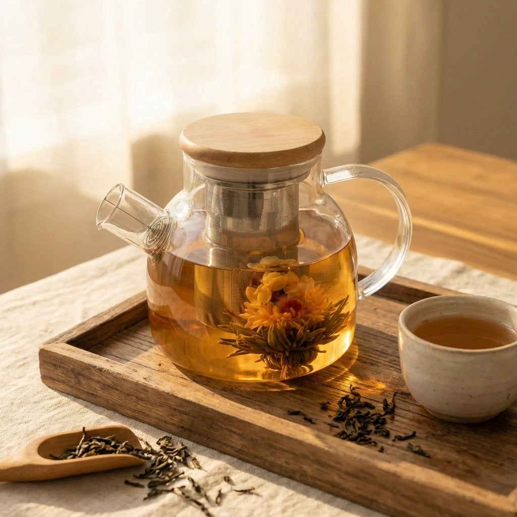 glass-teapot-with-wooden-lid lifestyle