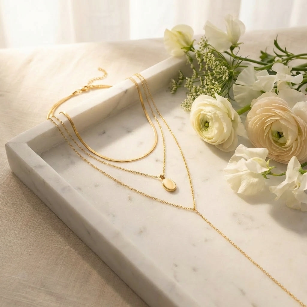Minimalist Layered Necklace Set lifestyle