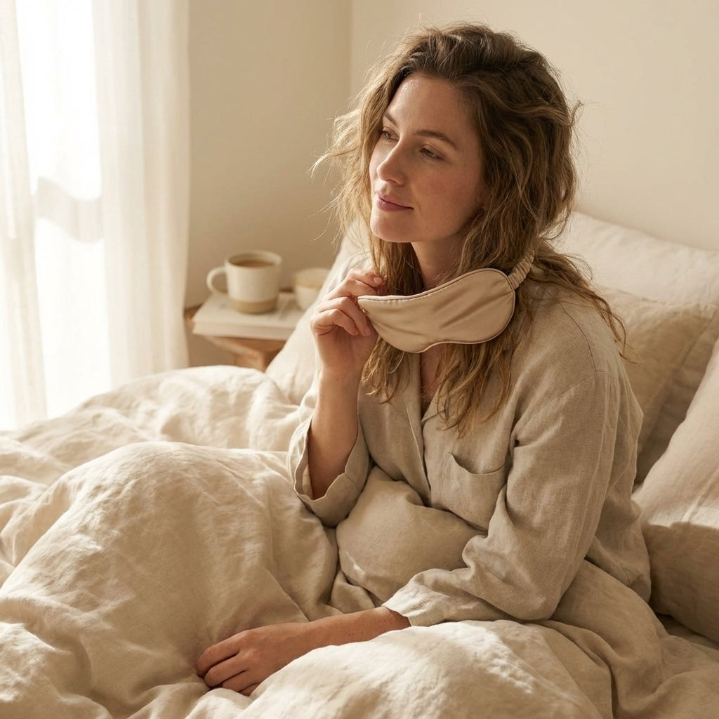 Silk Sleep Mask - in use