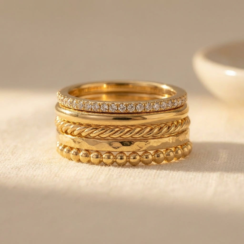 Stackable Thin Gold Rings detail
