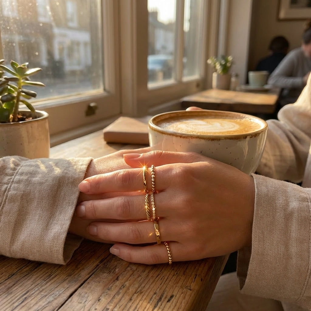 Stackable Thin Gold Rings lifestyle