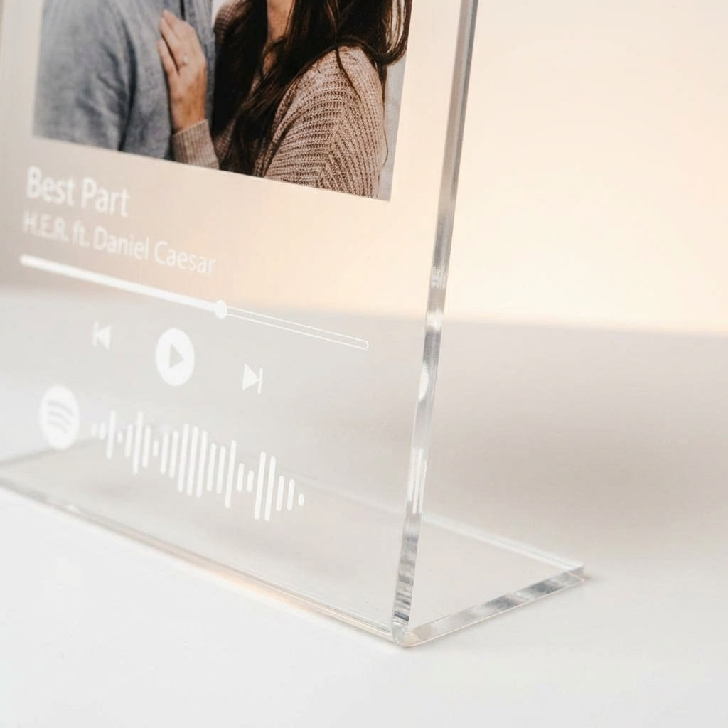 Custom Spotify Plaque close-up showing acrylic edge detail