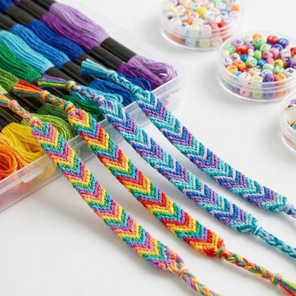Friendship Bracelet Kit close-up of chevron pattern bracelets