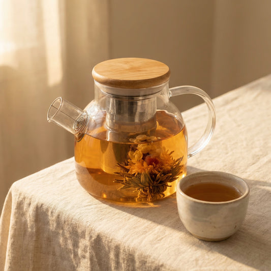 Glass Teapot with Wooden Lid