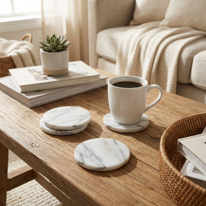Marble Coaster Set on coffee table VIP