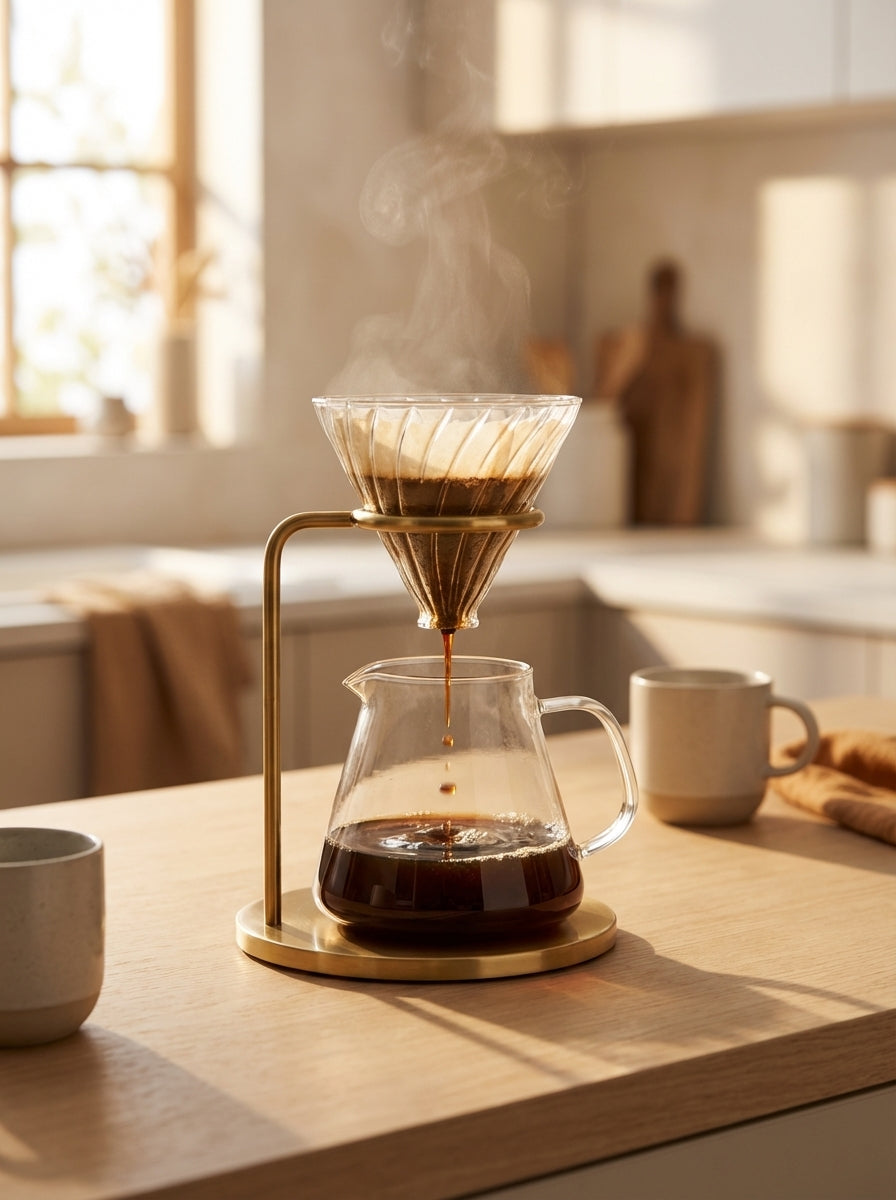Vanoir Pour-Over Coffee Dripper - Glass carafe with stainless steel dripper