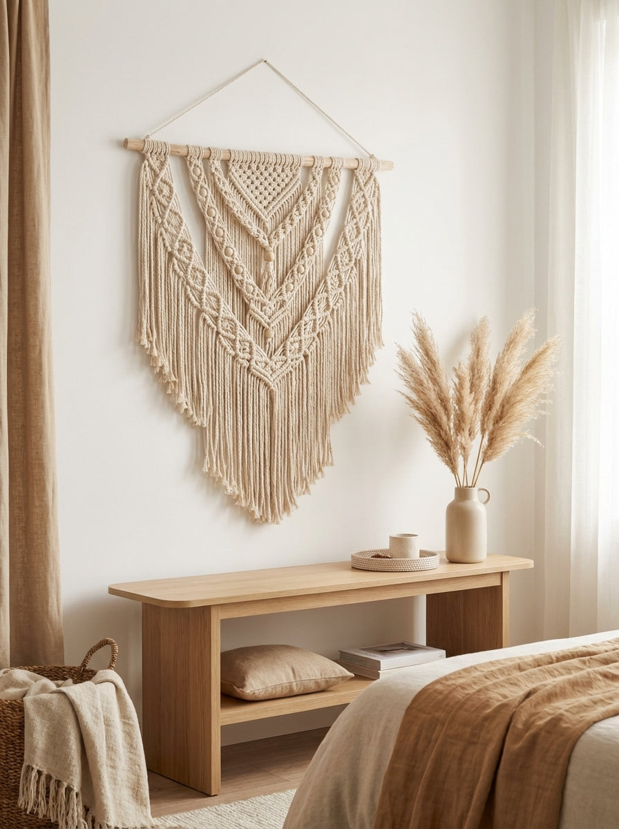 Vanoir Macrame Wall Hanging - Handcrafted cotton rope bohemian wall art